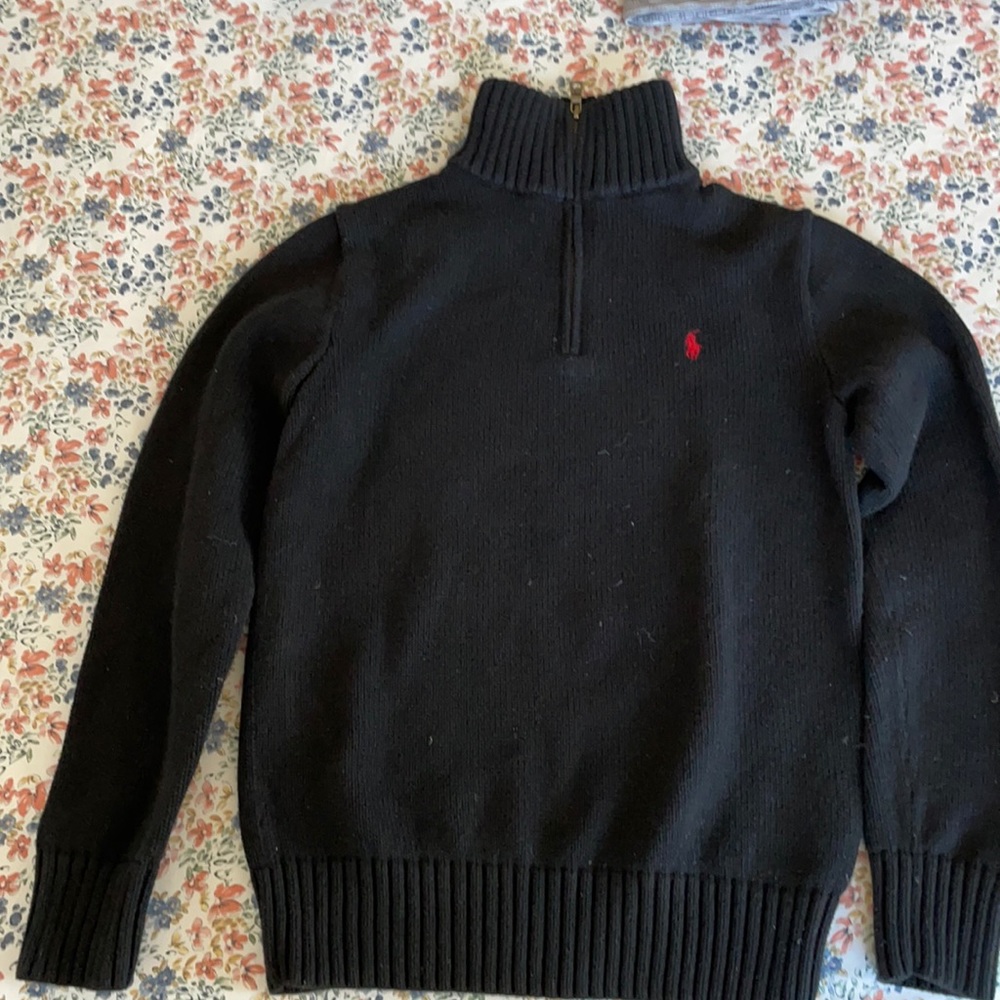 POLO kids Ralph Lauren black half-zip sweater